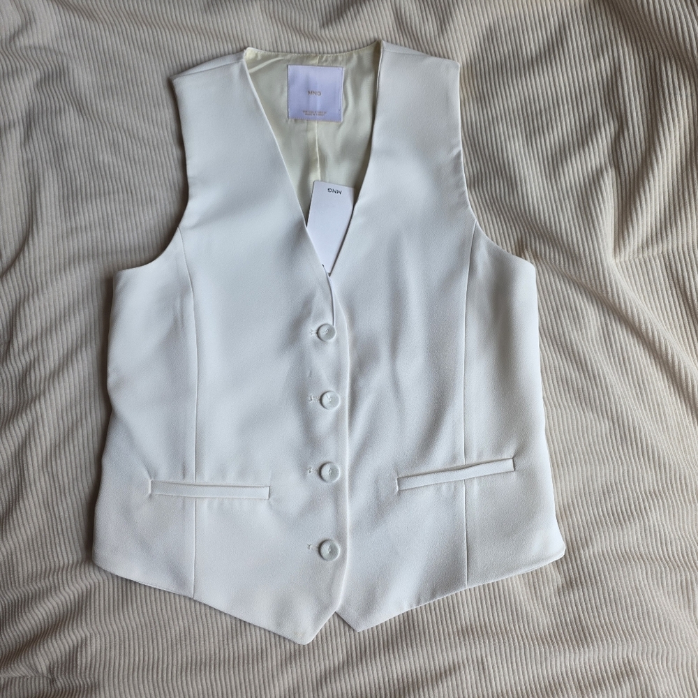 Mango suited Vest With Button off white BNWT - Picture 2 of 16